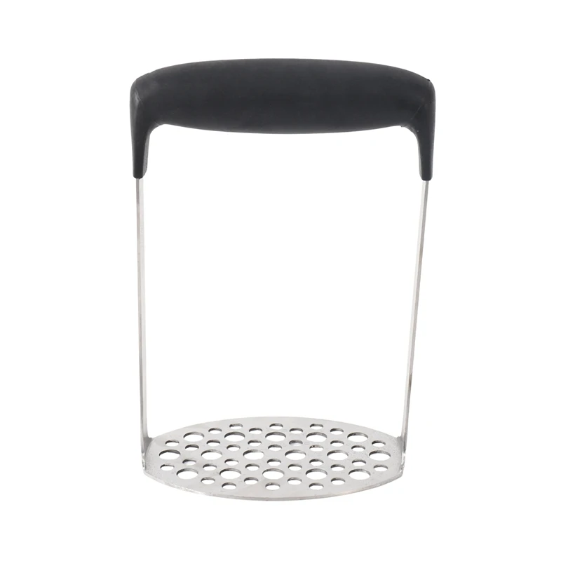 

Stainless Steel Potato Masher With Broad And Ergonomic Horizontal Handle – Fine-Grid Mashing Plate For Smooth Mashed Potatoes, V