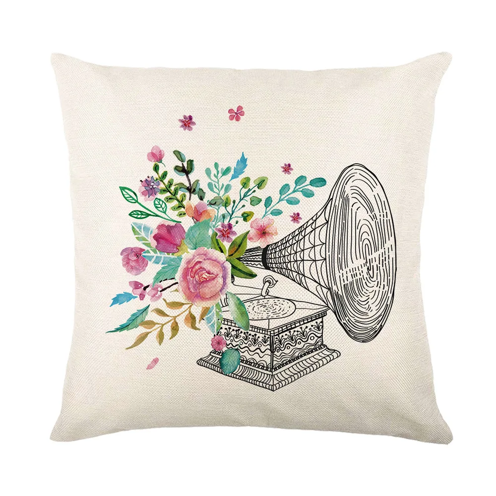 

Welcome the Arrival of Spring Decor Cushion Cover Home Decorative Pillow Cover Colorful Flowers Printed Throw Pillowcase