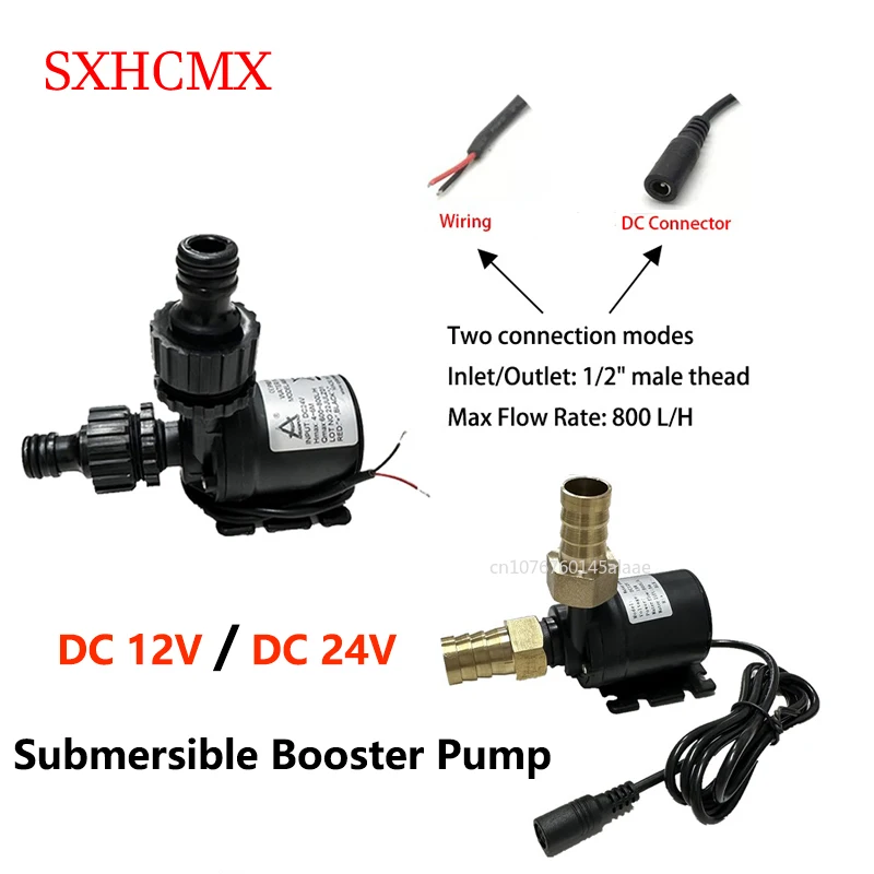 

12v High Voltage Super Quiet Solar DC 24V Lift 5M 800L/H Brushless Motor Submersible Booster Pump Quick Joint