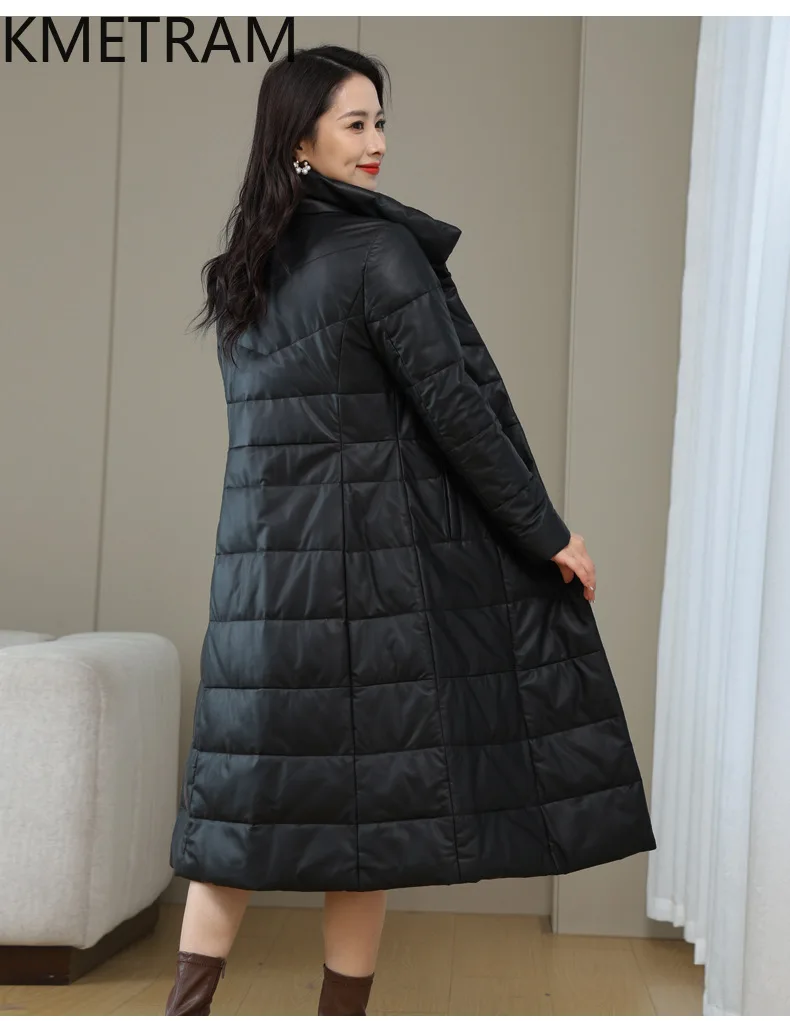 Длинные пуховые пальто из натуральной овчины женская одежда белая