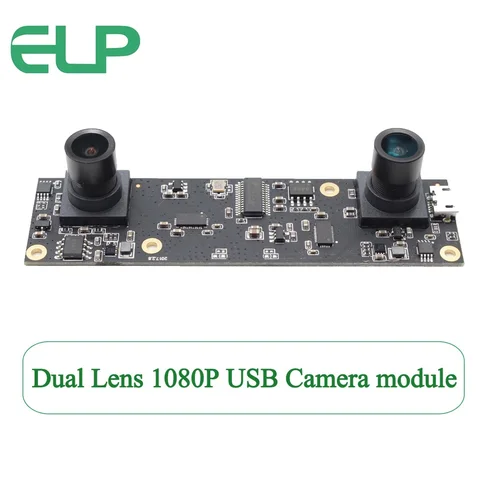 Модуль камеры ELP HD 1080P AR0330 с двойным объективом, 2 МП, стереокамера, Micro Mini Industrial Plug and Play USB 2.0, для 3d-виртуальной реальности