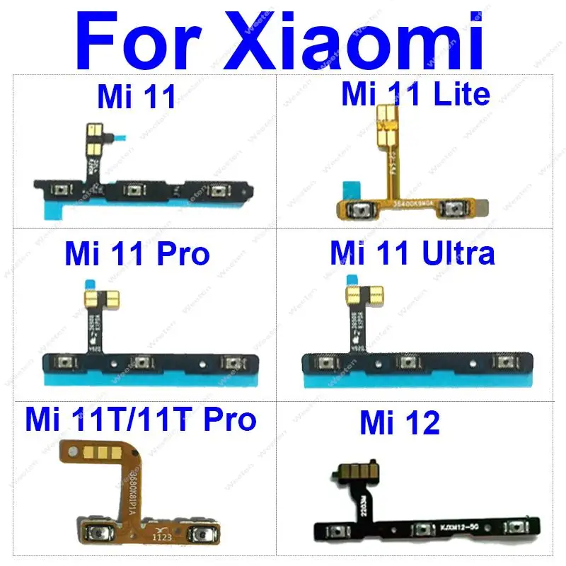

Кнопка громкости гибкий кабель для Xiaomi Mi 11 11T 12 Pro 12X Mi 11 12 Lite Mi 11 12S ультра боковой источник питания гибкий кабель Запчасти