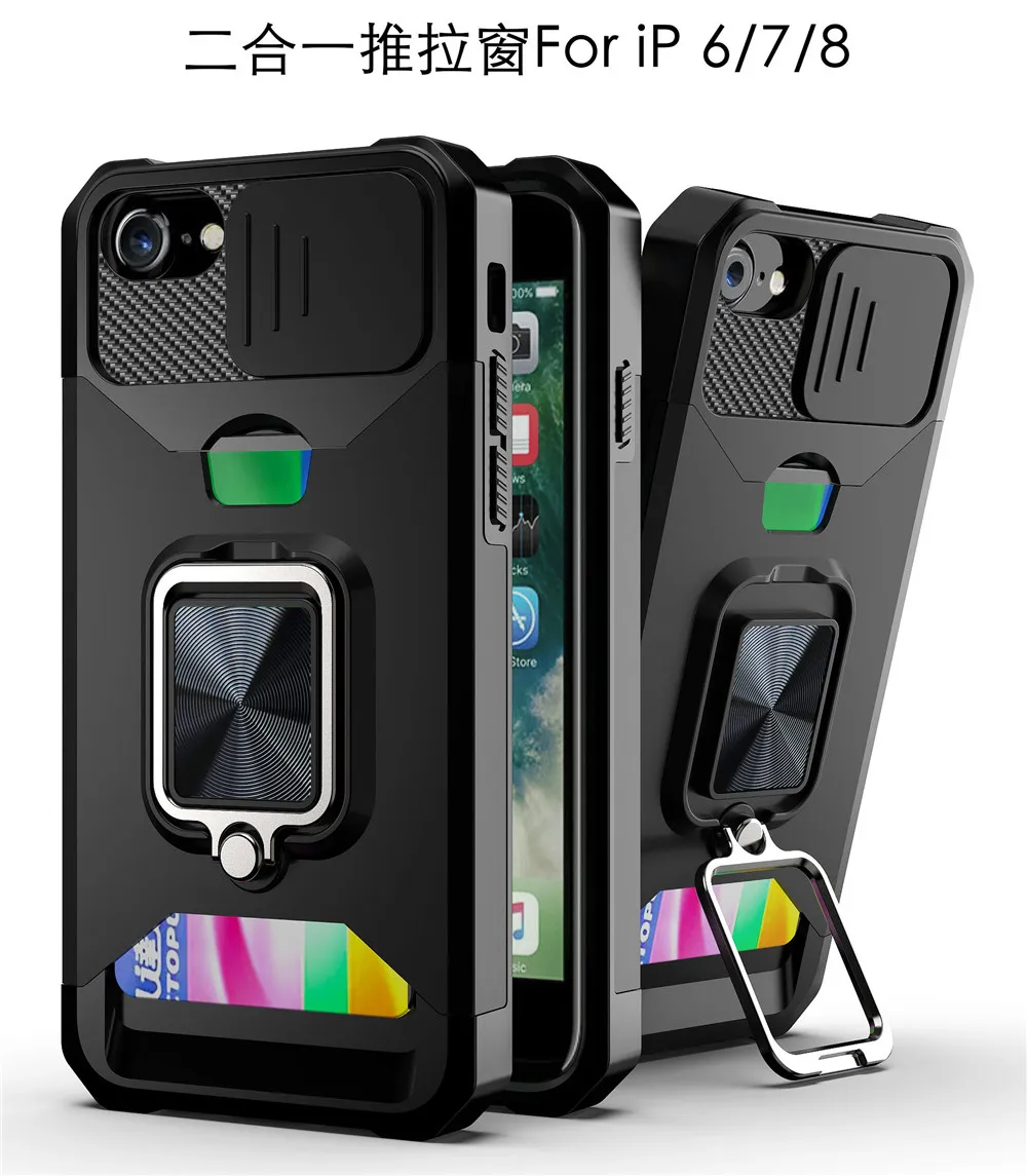 

Card Slot Bag Finger Ring Holder Stand Case For iphone se 2020 se 2 se2 se2020 iphonese phone cover For iphone se 2020 coque