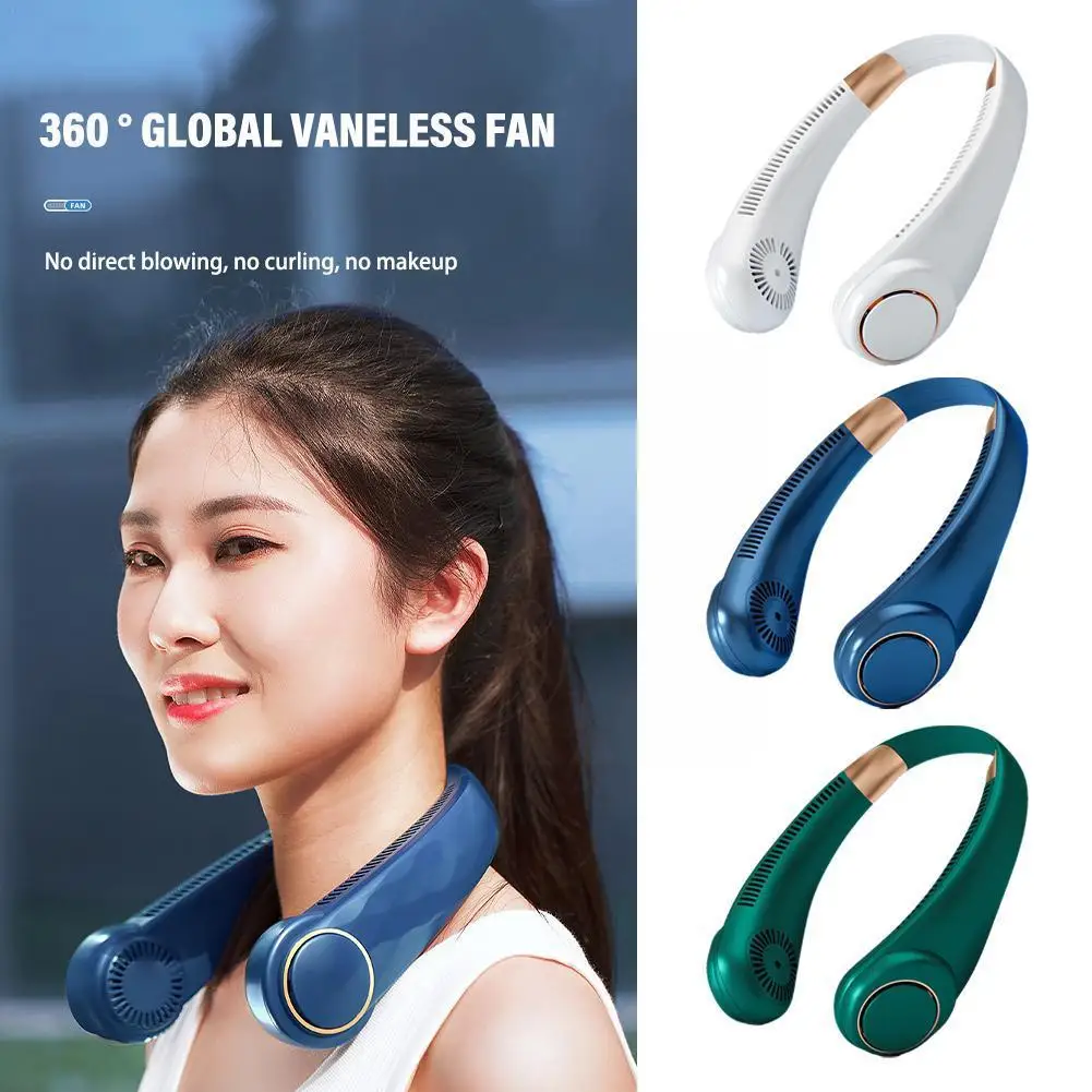 

Portable Neck Fan USB Rechargeable Bladeless Fan Mini Electric Ventilador Silent Neckband Wearable Cooling For Sports Runni R2G4