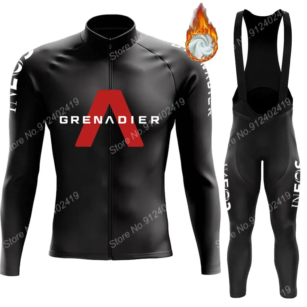 

2021 Black INEOS Grenadier Cycling Jersey Set Winter Bicycle Clothing Long Sleeve Road Pants Bib Bike Suit MTB Maillot Culotte