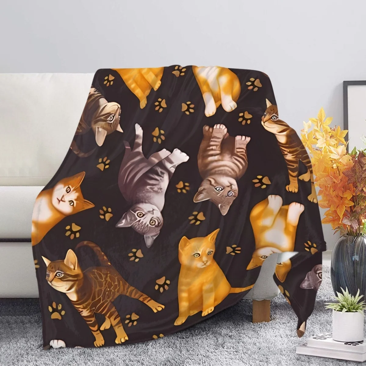 

TOADDMOS Cute Cat Paw Design Blanket Warm Soft Comfortable Plush Blanket Portable Camping Hiking Thin Quilt for Adult Child Gift