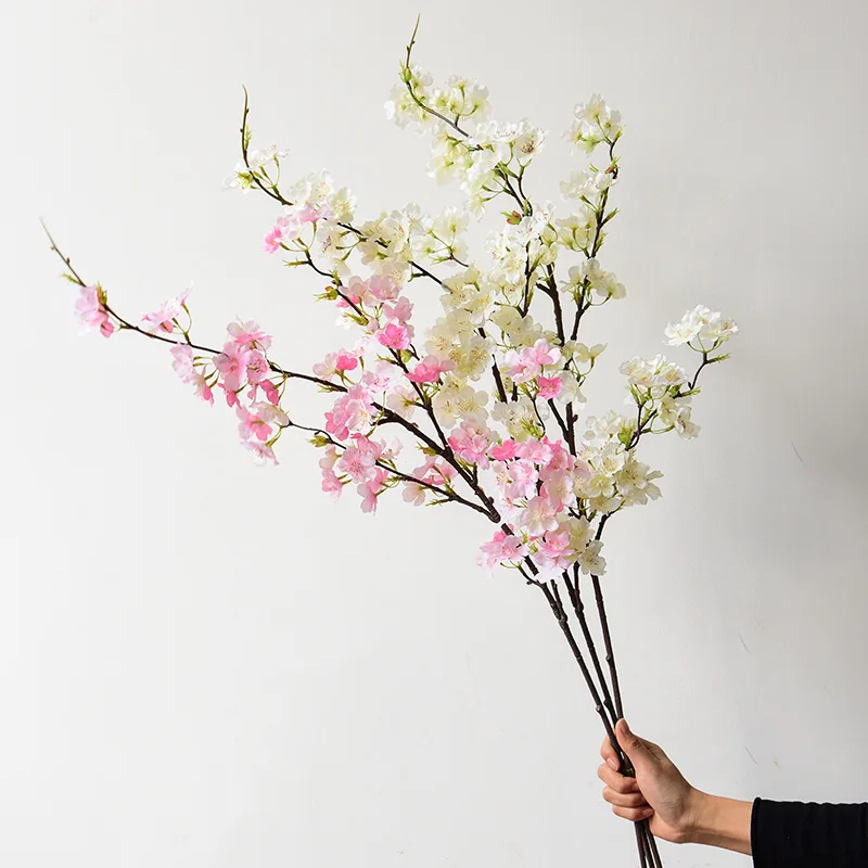 

Artificial Cherry Blossom Branch Silk Flower DIY Wedding Bridal Bouquet Home Garden Shopping Mall Hotel Green Plant Decoration