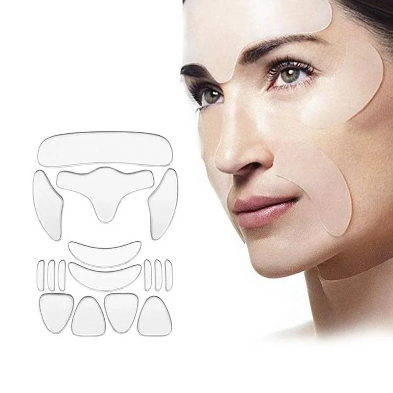 

16pcs Reusable Silicone Patches Anti Rimpel Pads Silicone Wrinkle Removal Sticker Face Forehead Neck Eye Sticker Skin Care Patch