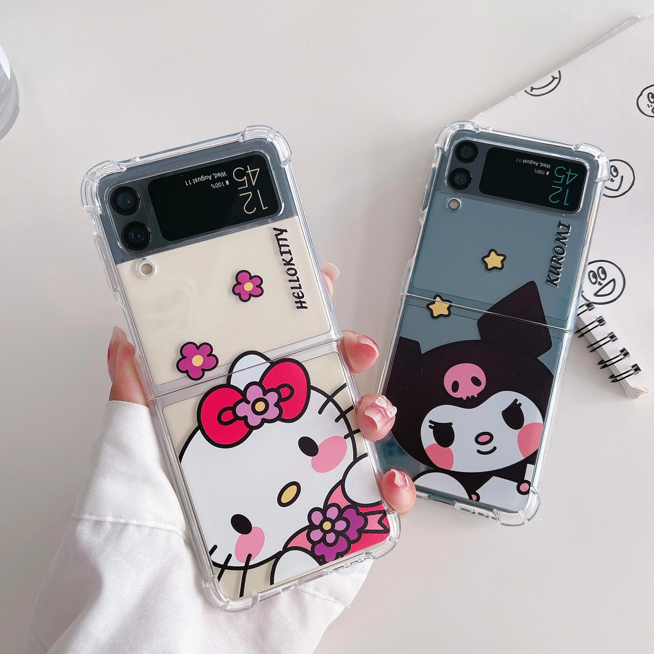 

Sanrio Hello Kitty Kuromi Phone Case For Samsung Galaxy Z Flip 3 4 5G ZFlip3 ZFlip4 Flip3 Flip4 Anti-drop Cover