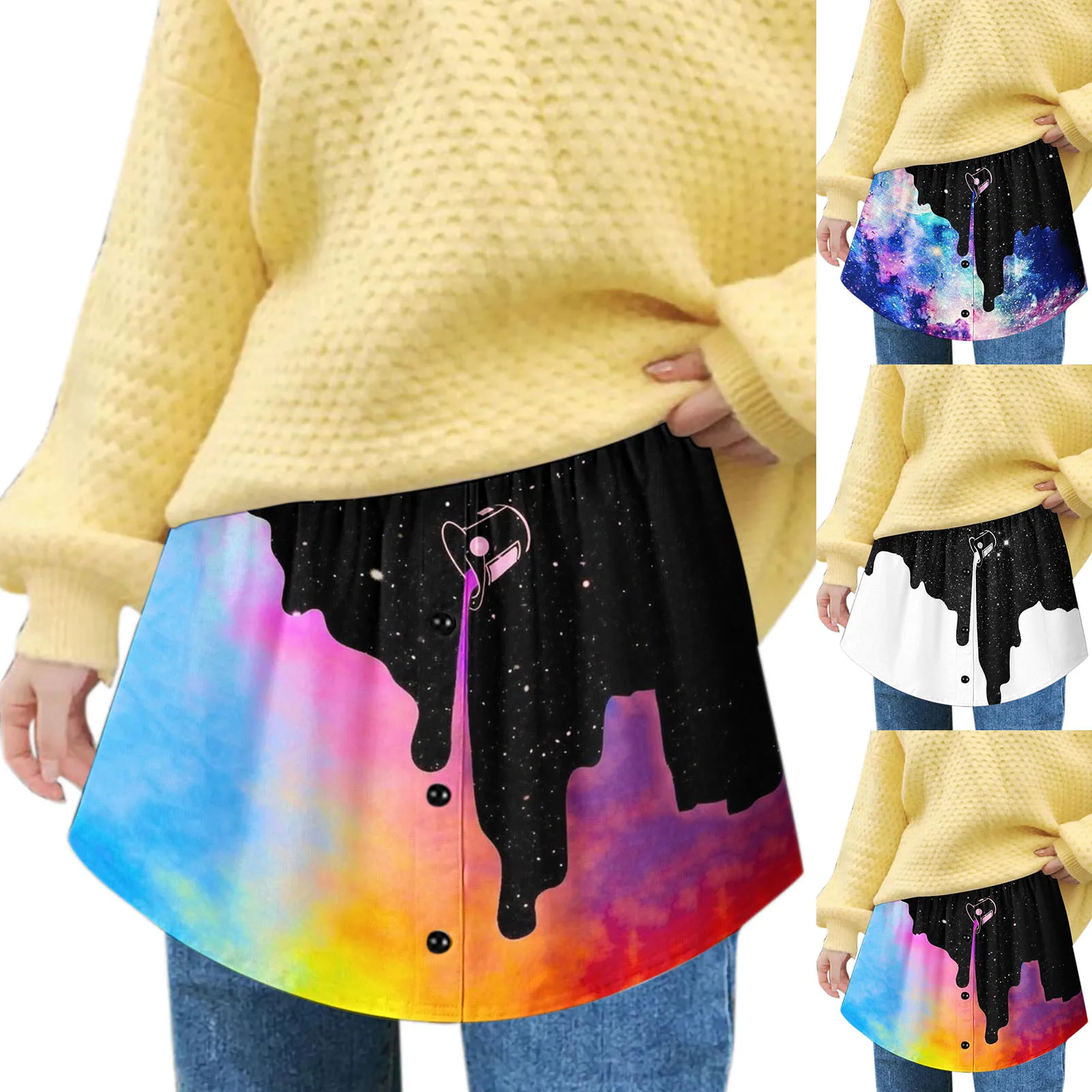 

Latex Mini Skirt Layering Dress Fake Bottom Shirt Adjustable Mini With Elastic Latex Mini Skirt Long Green Skirts for Women