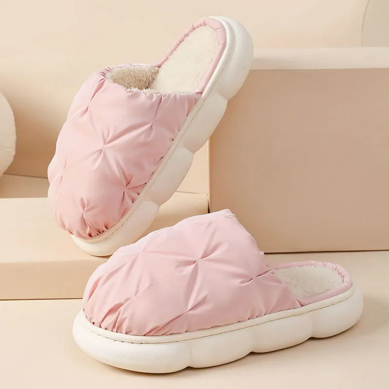 

2023 новые женские хлопковые тапочки модная ткань плиссированная толстая подошва нескользящие легкие удобные повседневные женские домашние...