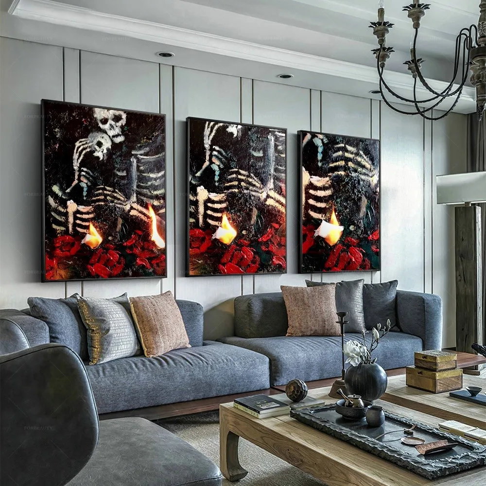 

Forbeauty Романтика до смерти Триптих Живопись Печать Холст Живопись Водонепроницаемый для домашнего декора