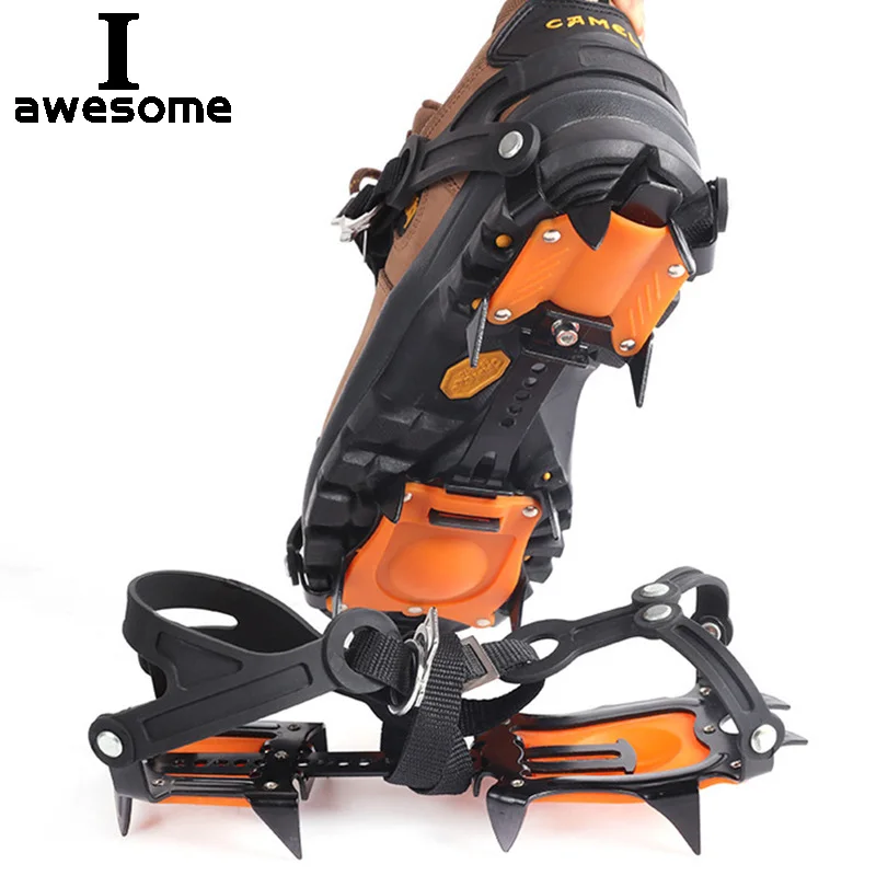 10 Teeth Professional Ice Gripper Spike Shoes Anti Slip Hiking Climbing Snow Spikes Crampons Cleats Claws Grips Outdoor Boots