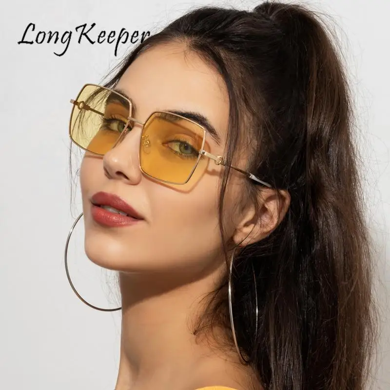

Солнцезащитные очки Long Keeper, женские металлические квадратные градиентные солнцезащитные очки, мужские ретро Роскошные брендовые дизайнер...