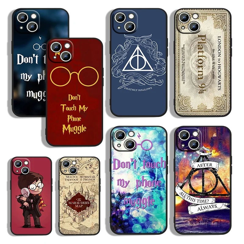 

Cool Harries Wand Potters Phone Case For Apple iPhone 14 13 12 11 mini XS XR X Pro Max 8 7 6S 5S SE Plus Black Cover