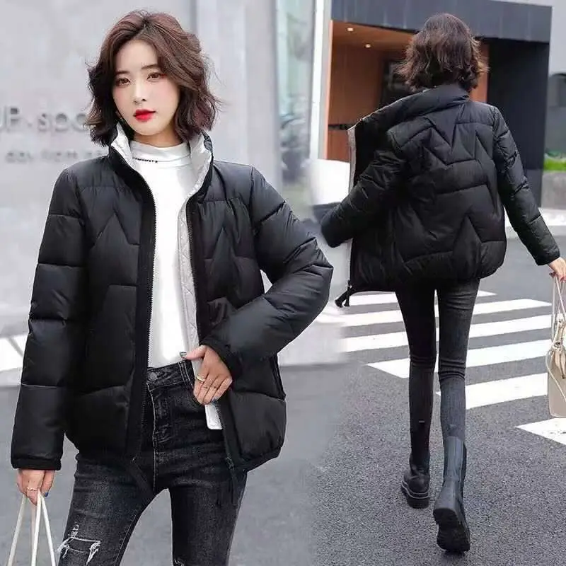 Korean short cotton padded jacket women's bright parkas cotton jacket in autumn  winter 2022 parkas  coats korean fashion