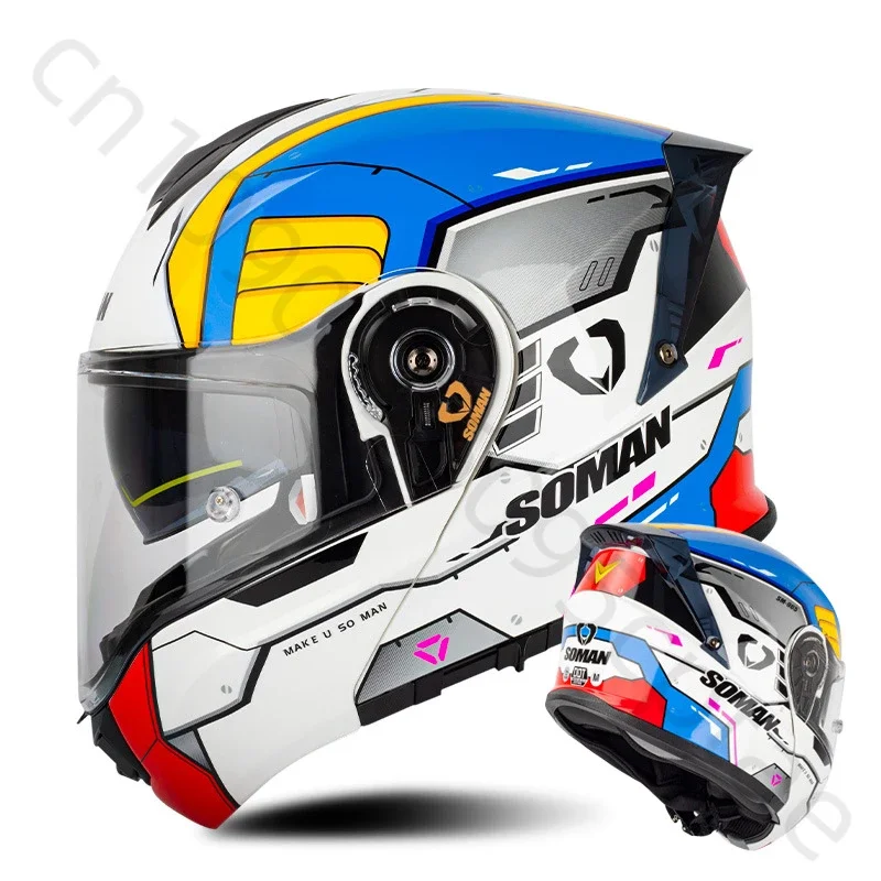 SOMAN ECE Motorcycle Helmet Helmets Breathable Moto Modular Protective With Bluetooth M-XXXXL