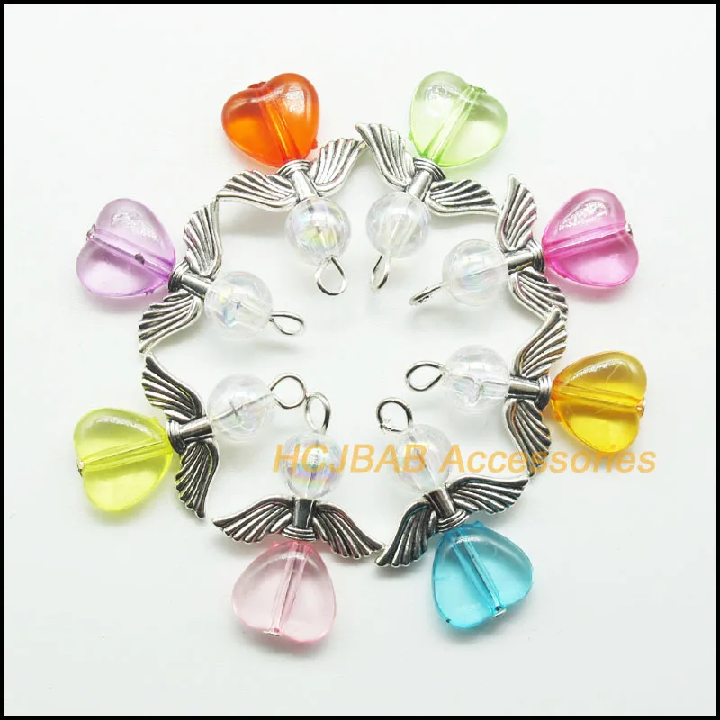 

16 шт., акриловые прозрачные Подвески с сердечками, 21 х28 мм