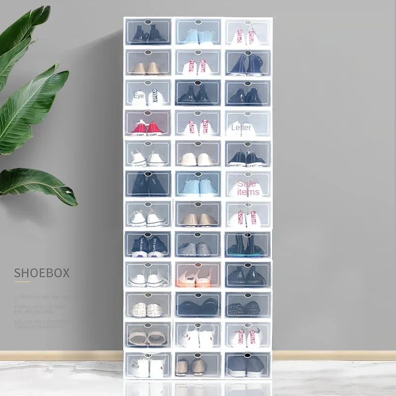 

Organizers Box Cabinet Plastic 6pcs/set Storage Shoe Shoes Stackable Foldable Transparent Box Shoe Thickened Dustproof Combined