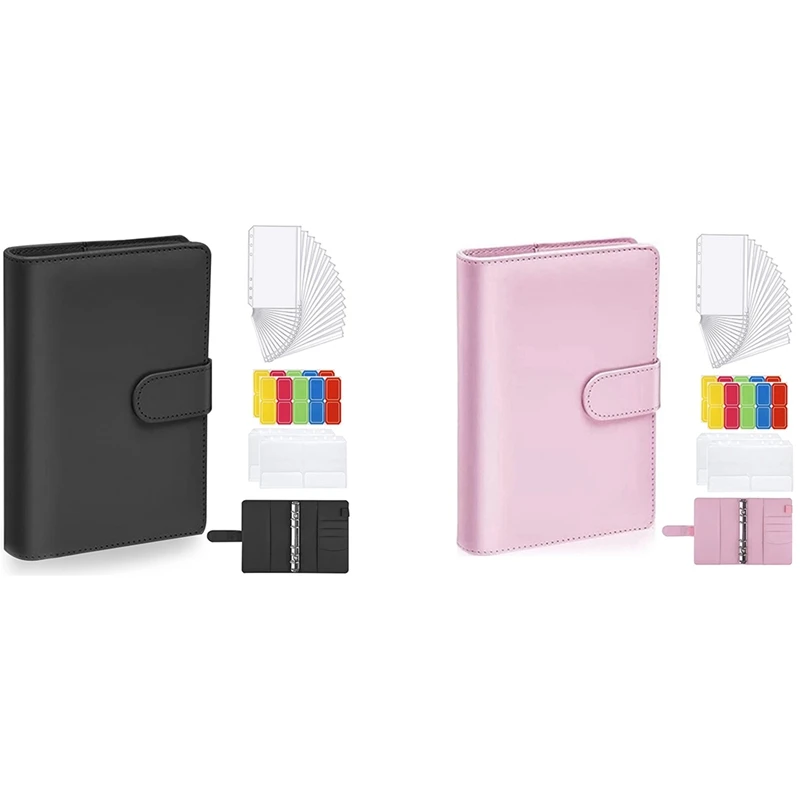 A6 Binder Bags,6 Rings Budget Binder With Self-Adhesive Label Stickers, For Office Supplies,Studies, School
