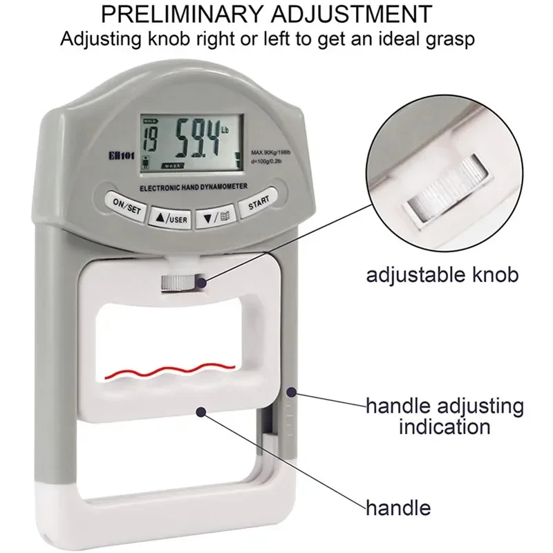 

Measurement Strength Hand Meter 90 Hand Auto Digital Kgs Grip Dynamometer Lbs Power 200 / Capturing Grip Electronic