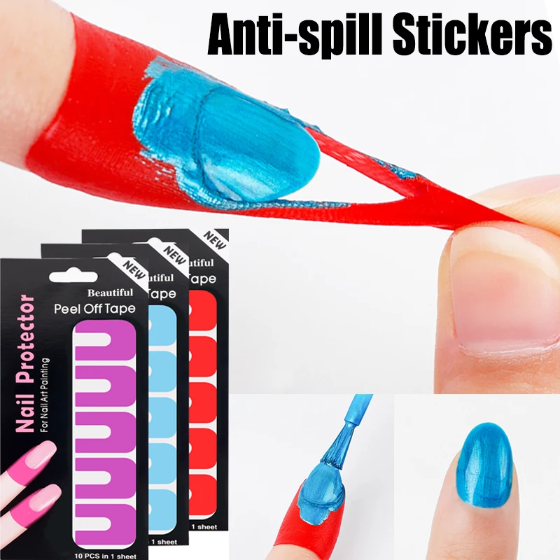 

Sdotter 10Pcs U-shape Spill-proof Anti-overflow Nail Polish Paint Varnish Peel Off Tape Disposable Nail Cover Protector Tool Acc