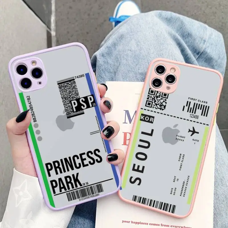 

IR ticket travel New York Los Angeles Phone Case for iPhone X XR XS 7 8 Plus 11 12 13 pro MAX 13mini Translucent Shockproof Case