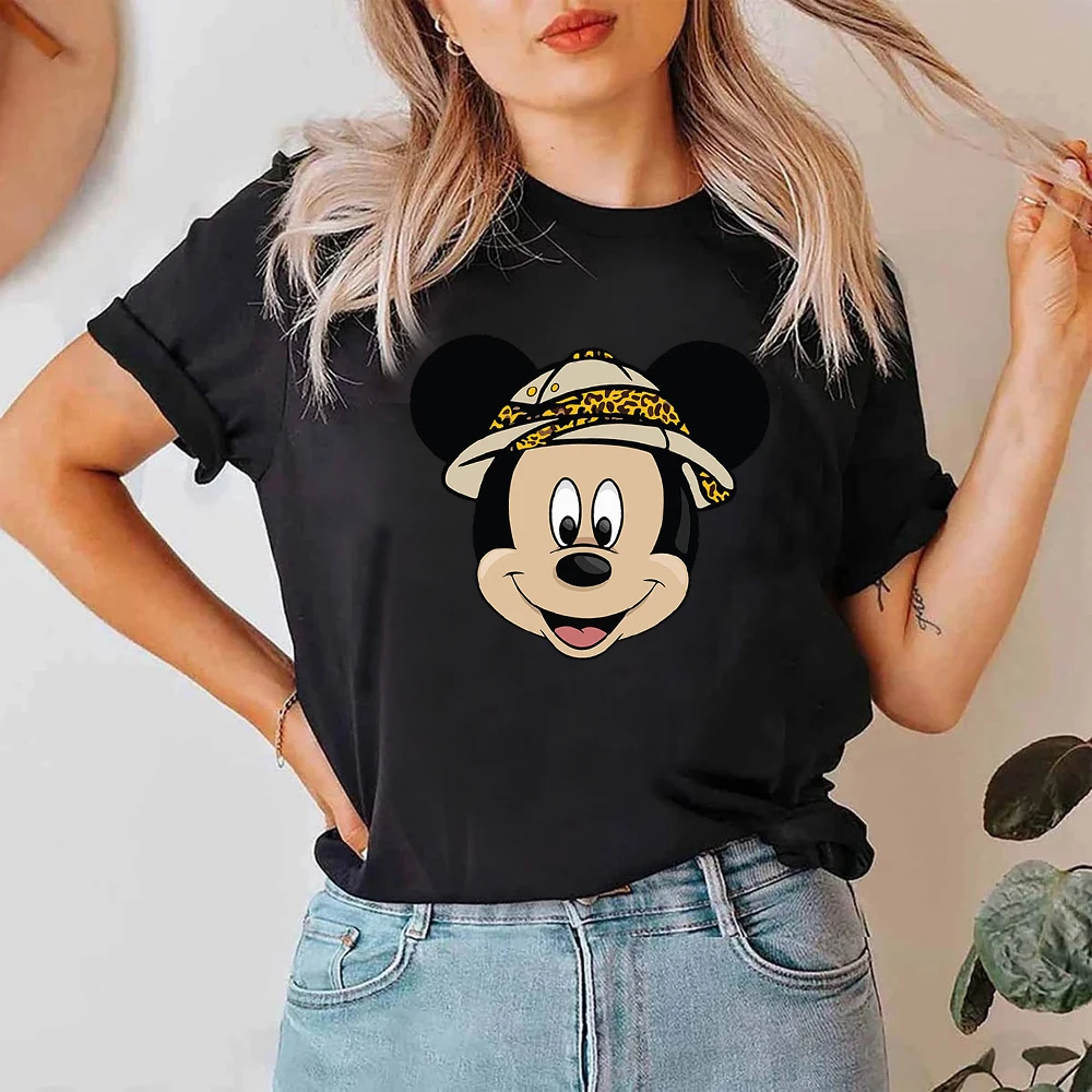 

Disney Animal Kingdom Mickey Minnie T Shirt Women Fashion 2023 Summer Vacation Disneyland Clothes Black Tops Female T-shirts