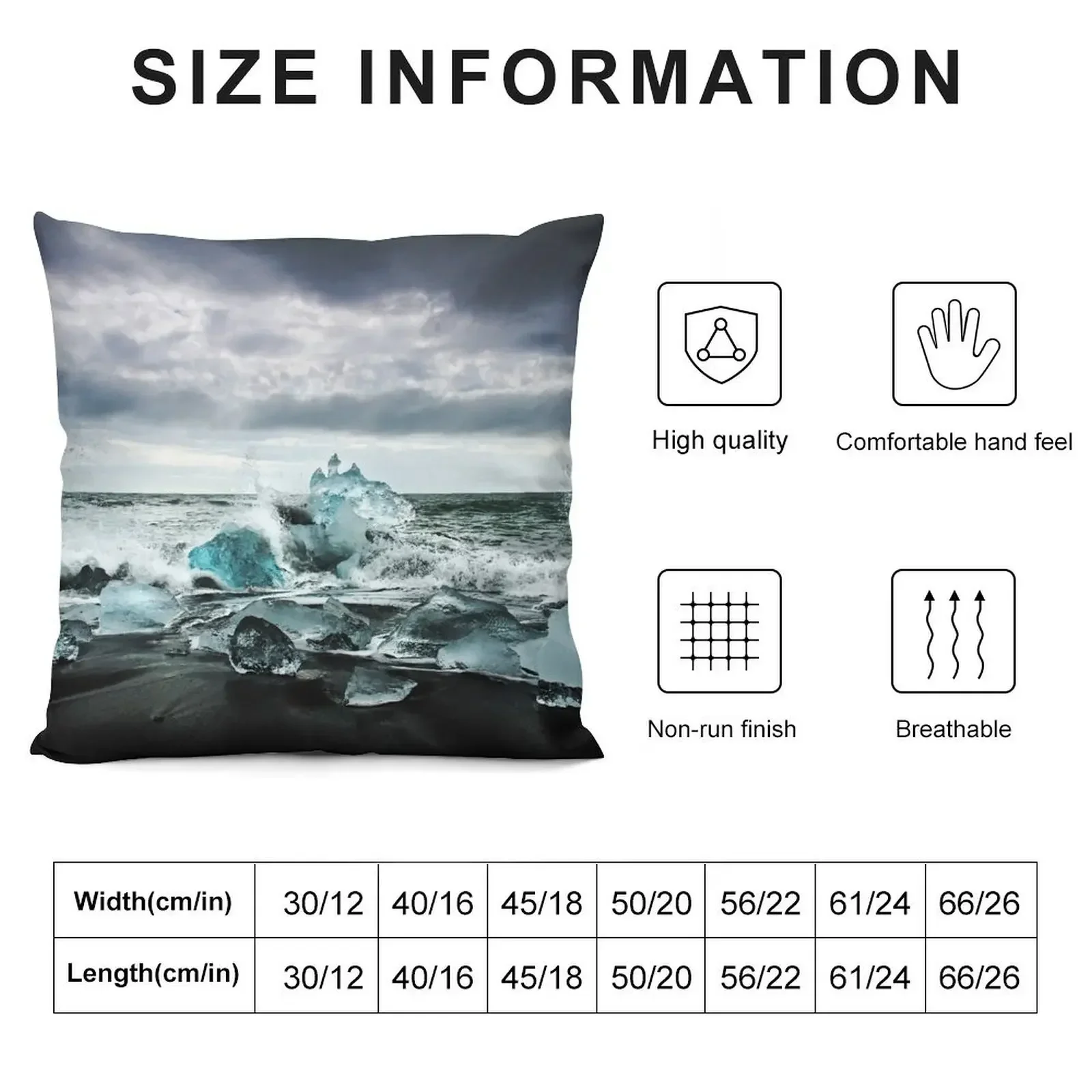 Исландия J?kuls филон Glacial Icebergs on Black Sand Beach Blue Ice II Декоративная подушка Наволочки для
