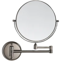 gun grey 304 stainless steel bath mirror 8 inches makeup magnifying mirror folding retractable double faced bathroom hardware