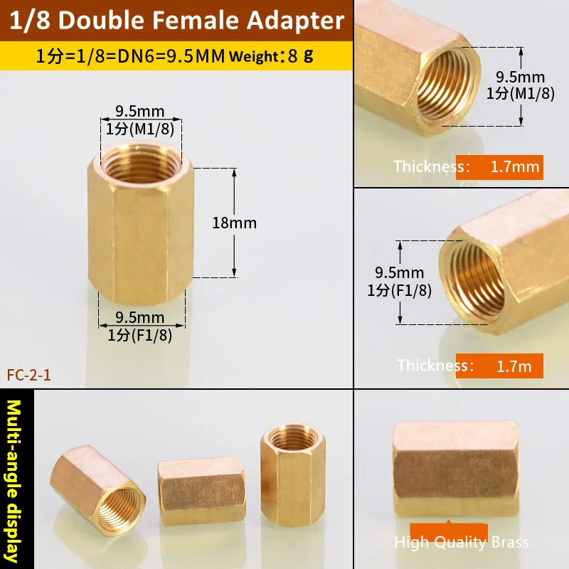 

Латунные шестигранные муфты для медного шланга 1/8 1/4 3/8 1/2 3/4 BSP