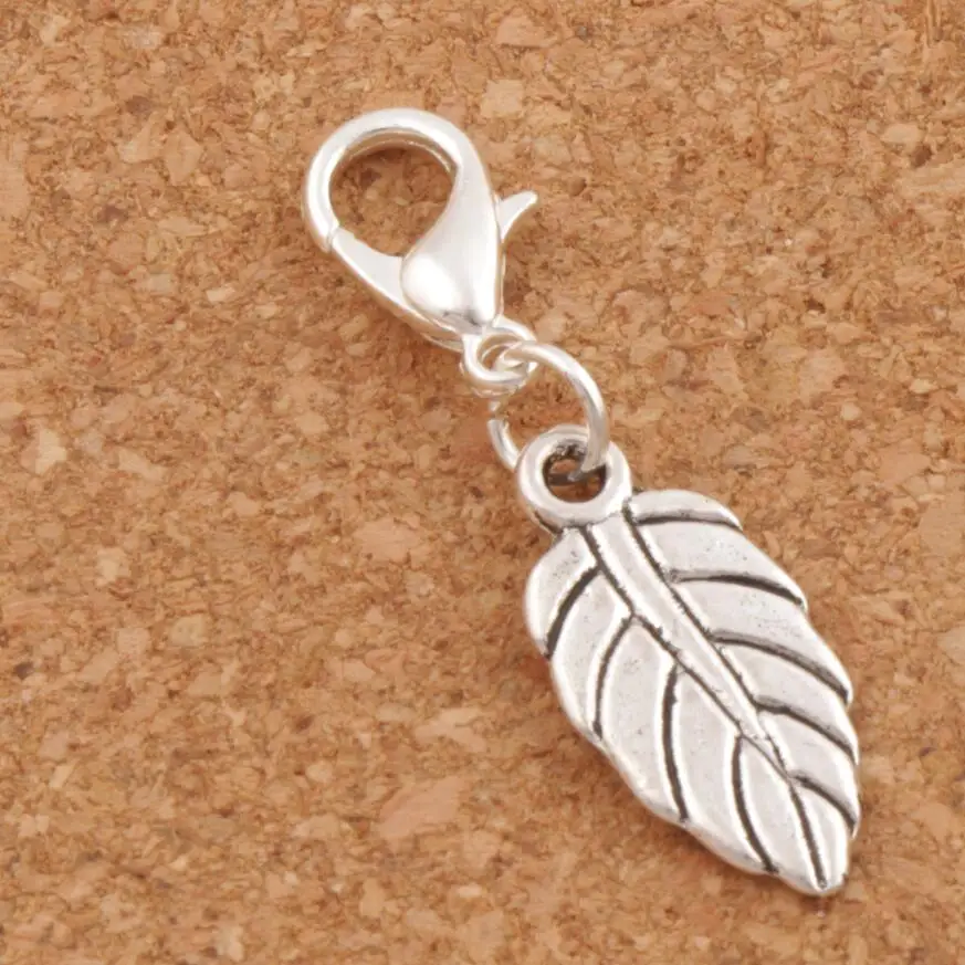 

Tibetan Silver Cute Small Leaf Lobster Claw Clasp Charm Beads 32.8x9.4mm 16pcs Zinc Alloy Jewelry Finding C383