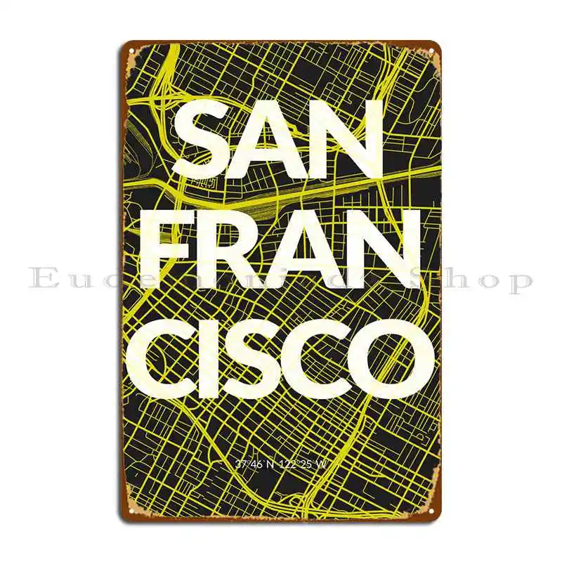 

Colorful San Francisco Map Metal Plaque Poster Wall Mural Cave Wall Decor Cinema Tin Sign Poster