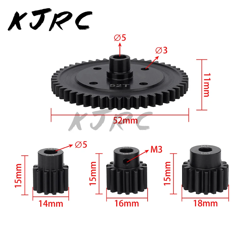 KJRC M1 52T Стальная цилиндрическая шестерня 12T 14T 16T Шестерня центрального