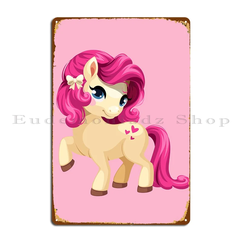 

Cute Pony Metal Plaque Poster Funny Home Bar Cave Iron Club Tin Sign Poster