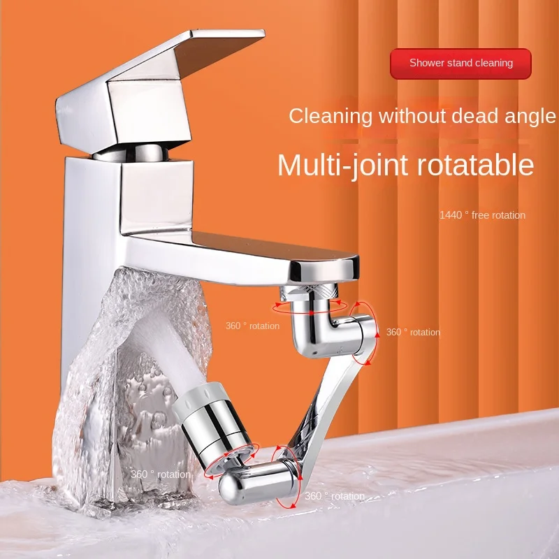 

1080° Swivel Rotating Faucet Extender Universal Robotic Arm Swivel Extension Faucet 2 Water Flow Mode Aerator Bubbler Nozzle