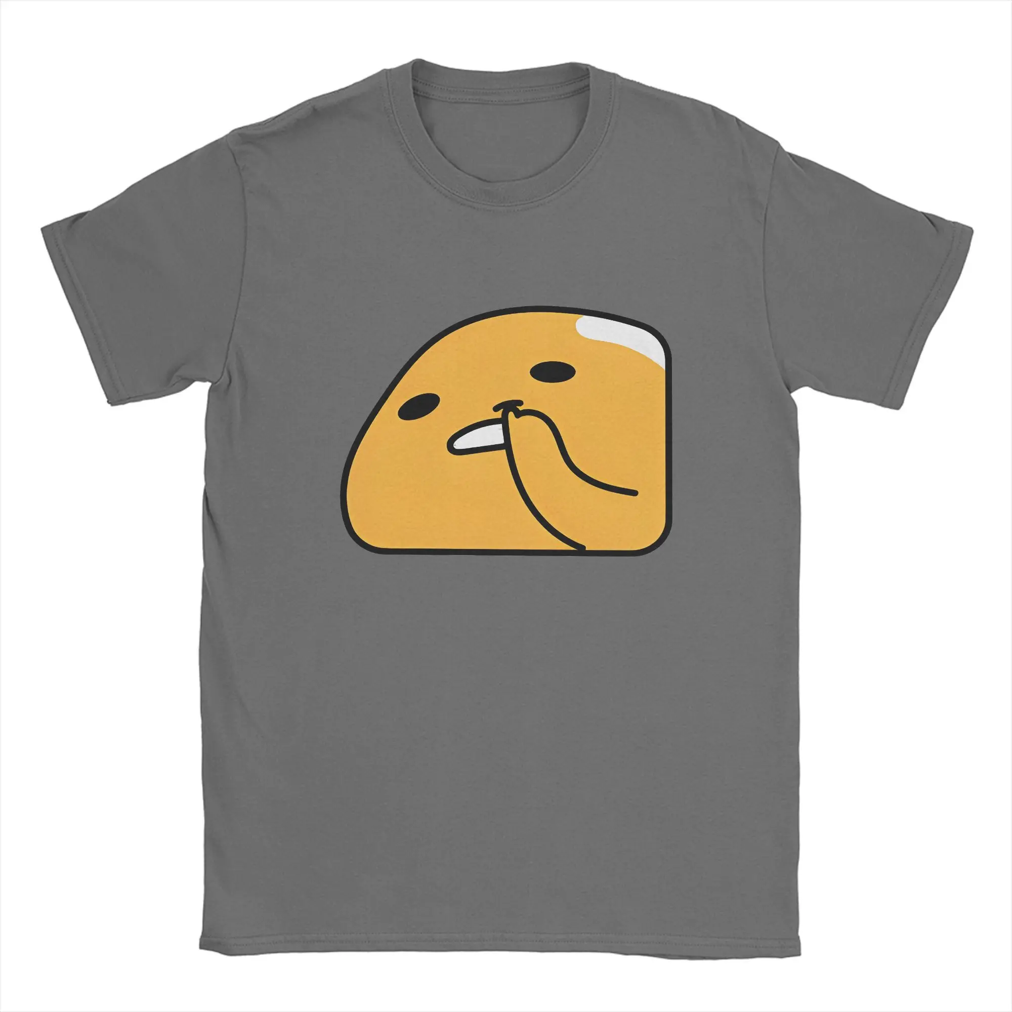 Vintage Picking Nose Gudetama T-Shirt Men Round Collar 100% Cotton T Shirts Short Sleeve Tee Shirt Graphic Printed Clothing