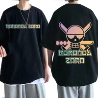 japanese anime one piece roronoa zoro double sided t shirt casual oversized t shirt male t shirts graphic short sleeve tees