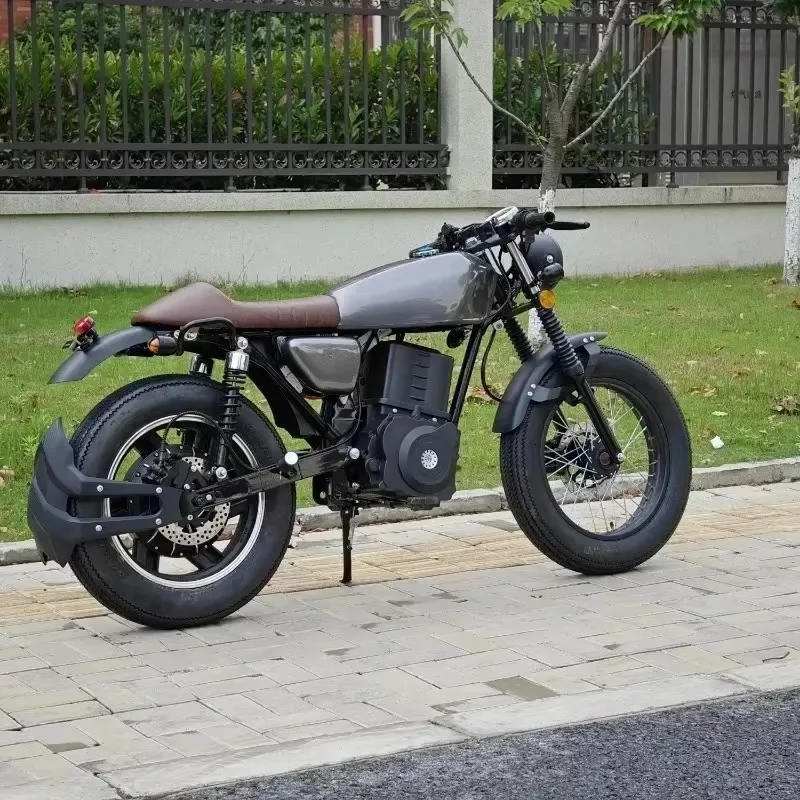 Фото Электрический мотоцикл CG 125 в винтажном стиле с двигателем 5000 Вт, литиевой батареей 50 Ач и дисковыми тормозами №1