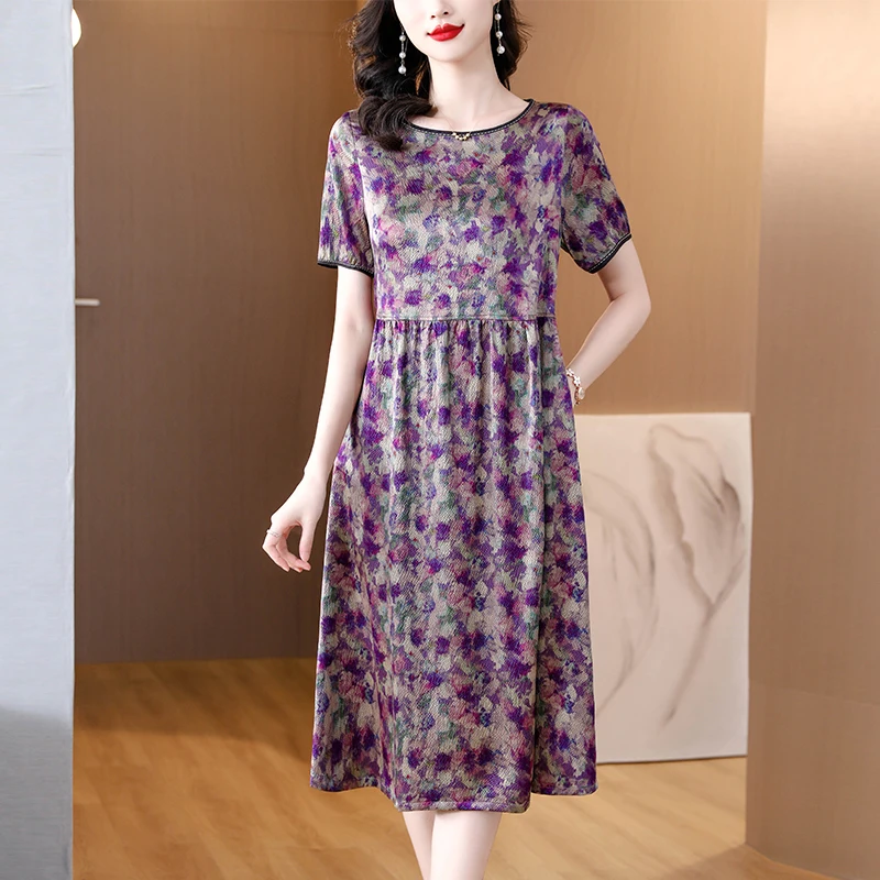 Женское Летнее шелковое платье с принтом повседневное элегантное облегающее в