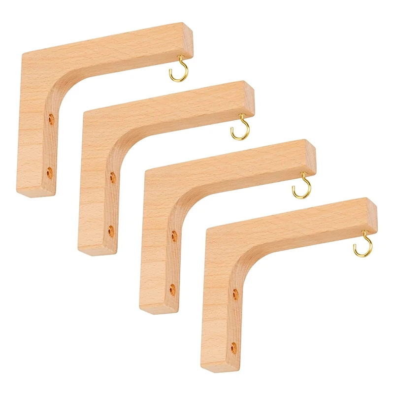 

4 Pack Wooden Hanging Plant Hooks with Metal Hooks, Wall Mounted Plant Hooks Hangers Indoor for Flower Baskets Pot Wind