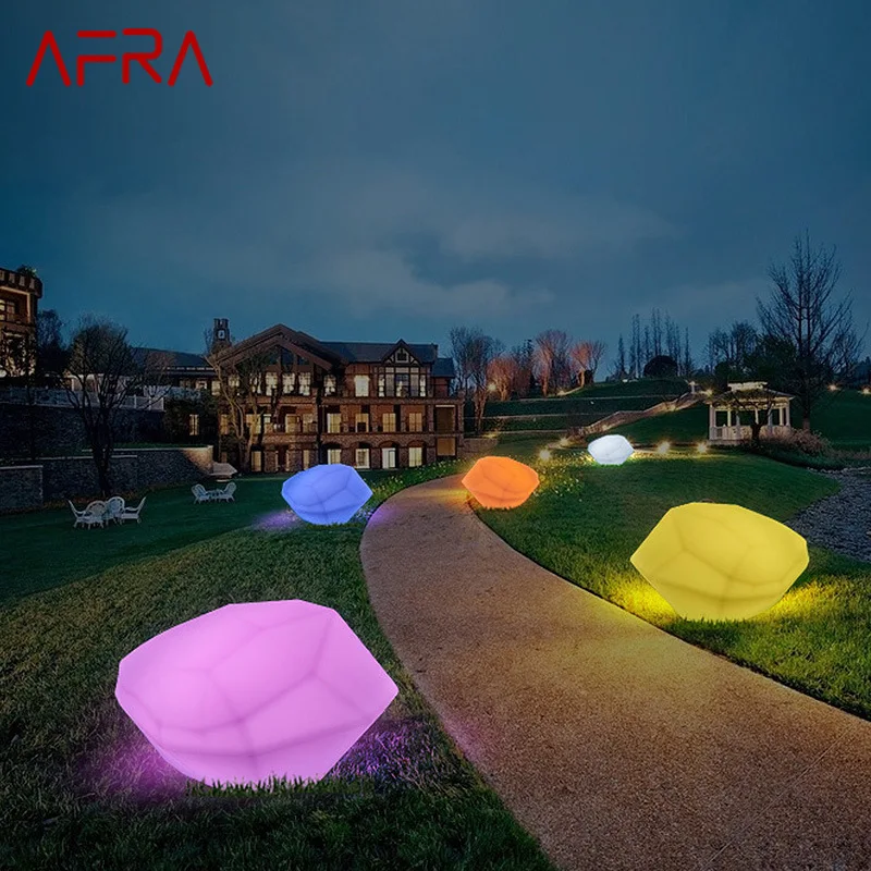 

Современные фонари для газона AFRA, 16 цветов, USB, Электрический креативный 3D белый камень с дистанционным управлением, IP65, декор для сада и парка