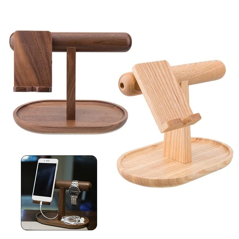 

Wooden Multi-Function For Mobile Phone Holder Stand Watch Bangle Sundries Storage Rack Home Office Desktop Organizer