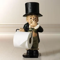 room decoration paper holder statue cute decorative resin butler shape tissue stand rack sculpture for toilet living home decore