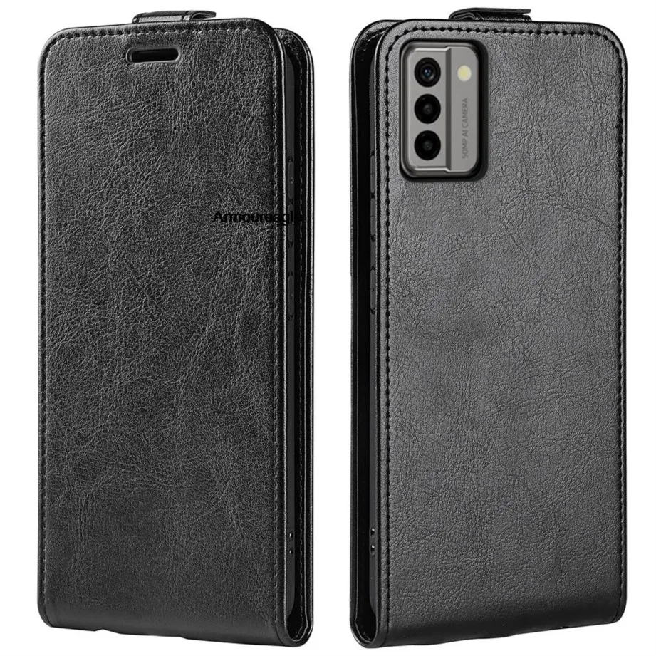 

Вертикальный чехол-книжка с защитой для nokia g22 (4g lte), противоударный мягкий черный чехол из искусственной кожи для nokia g 22, полная защита