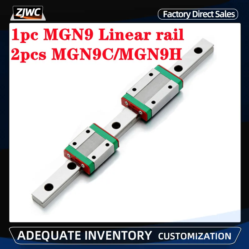 

MGN9 300 350 400 450 500 600 800 1000mm miniature linear rail slider 1pc MGN9 Linear Guide+2pcs MGN9H MGN9C Carriage CNC Parts