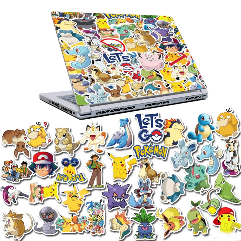 

50/100 милые игрушки-наклейки Pokemon хорошего качества, кукла Аниме Пикачу, водонепроницаемая, можно прикрепить к планшету, детский подарок