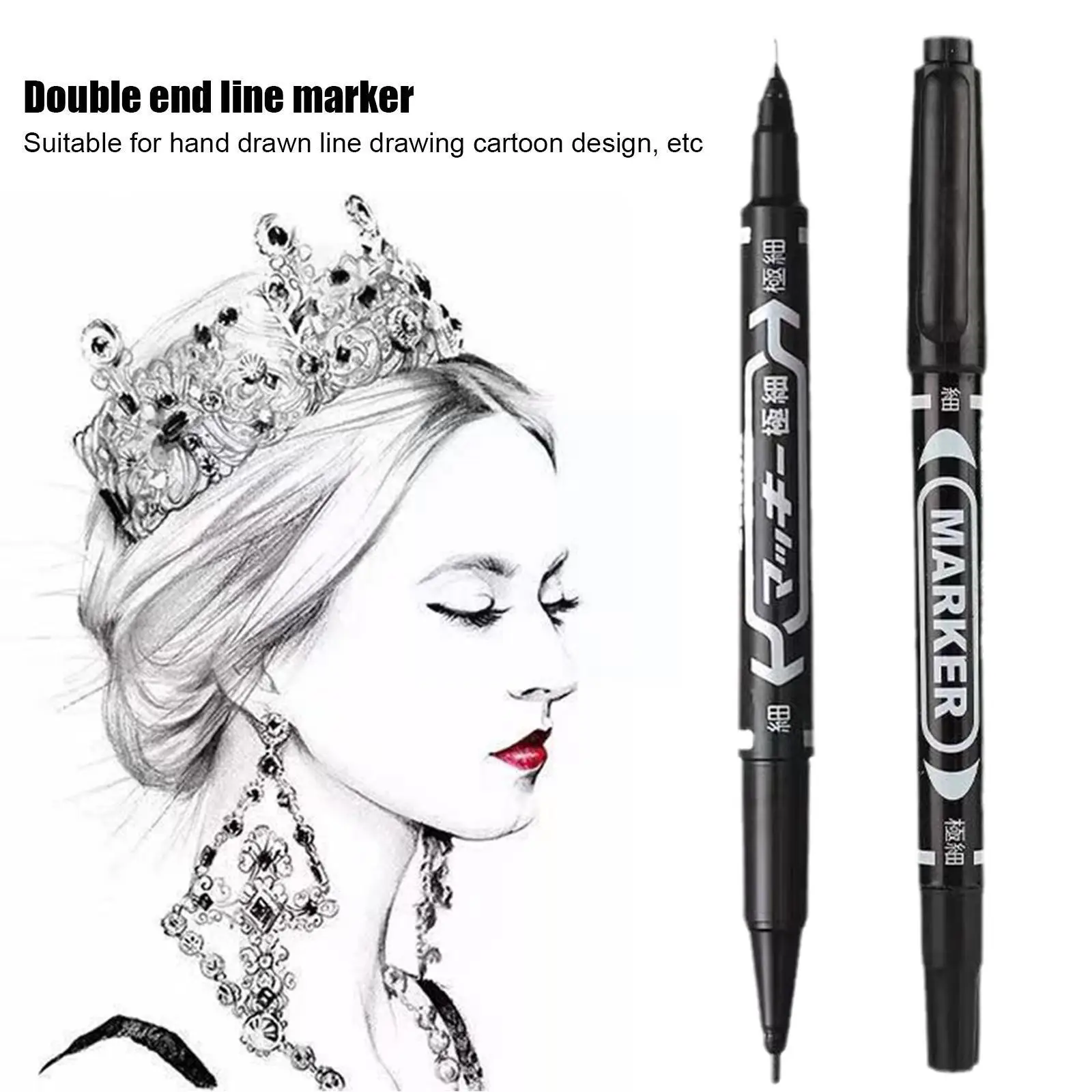 

Thick And Thin Double-headed Line Pen Children's Painting Non-fading Oily Marker Pen Student Pen Pens Special Art R4t5