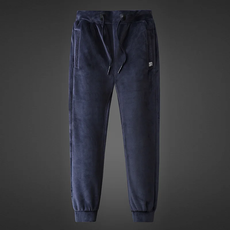 

Men's casual winter tension rope silver fleece thick warm lamb fleece thickening large size casual pants