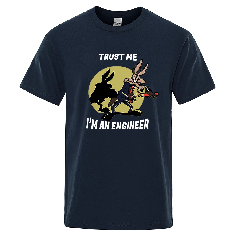

Trust Me Im An Engineer T Shirt For Men Pure Cotton Vintage T-Shirt Round Neck Engineering Tees Classic Man Clothes Oversized